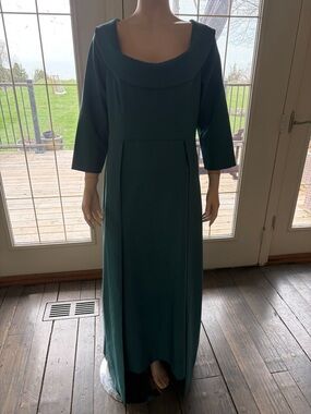 Kay Unger Teal Long-Sleeve Maxi Dress
